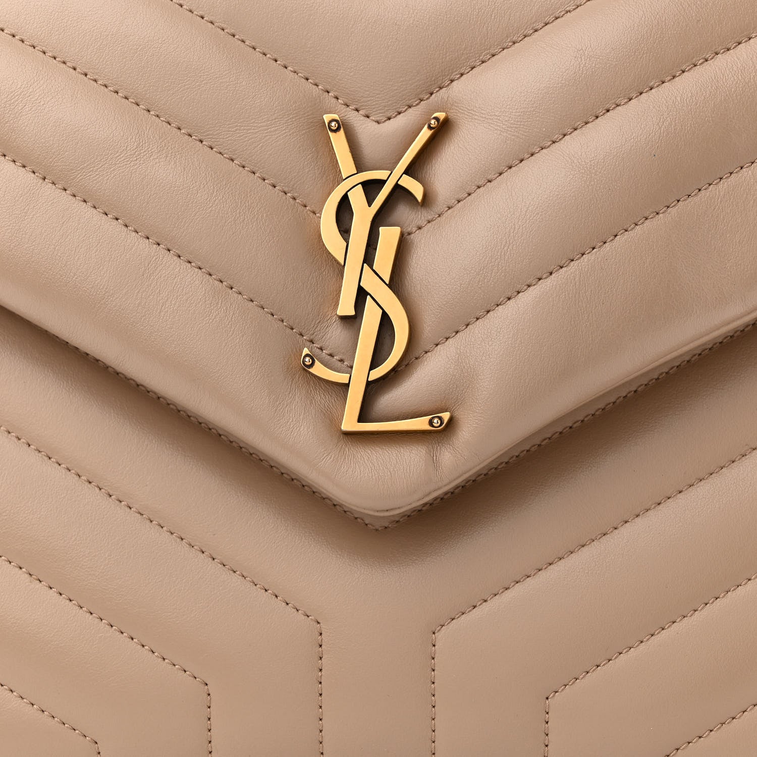 Saint Laurent Calfskin Y Quilted Monogram Medium Loulou Chain Satchel Dark Beige 10 of 13