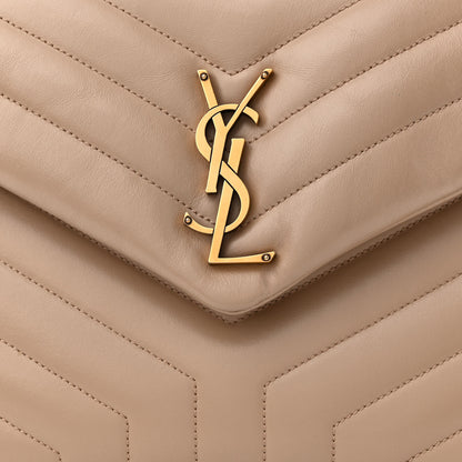 Saint Laurent Calfskin Y Quilted Monogram Medium Loulou Chain Satchel Dark Beige 10 of 13