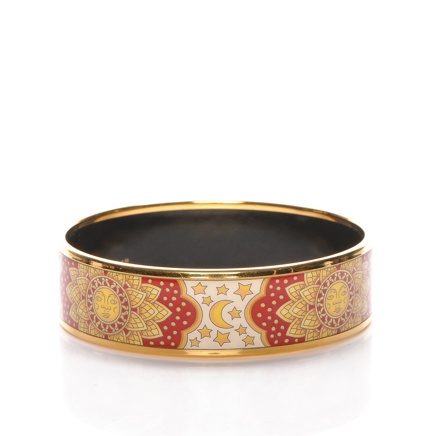 Hermes Enamel Printed Wide Sun Moon Stars Bracelet 65 3 of 5