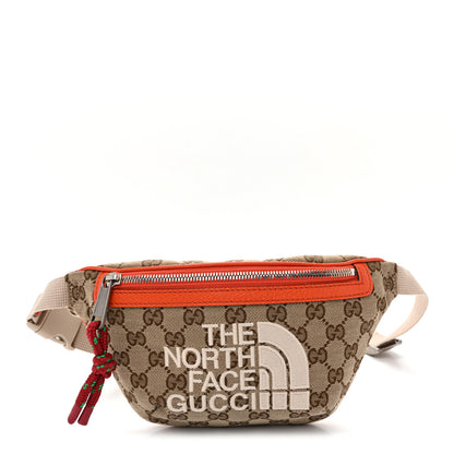 Gucci X THE NORTH FACE Monogram Textured Dollar Calfskin Embroidered Belt Bag Beige Ebony Mystic White Deep Orange 1 of 12