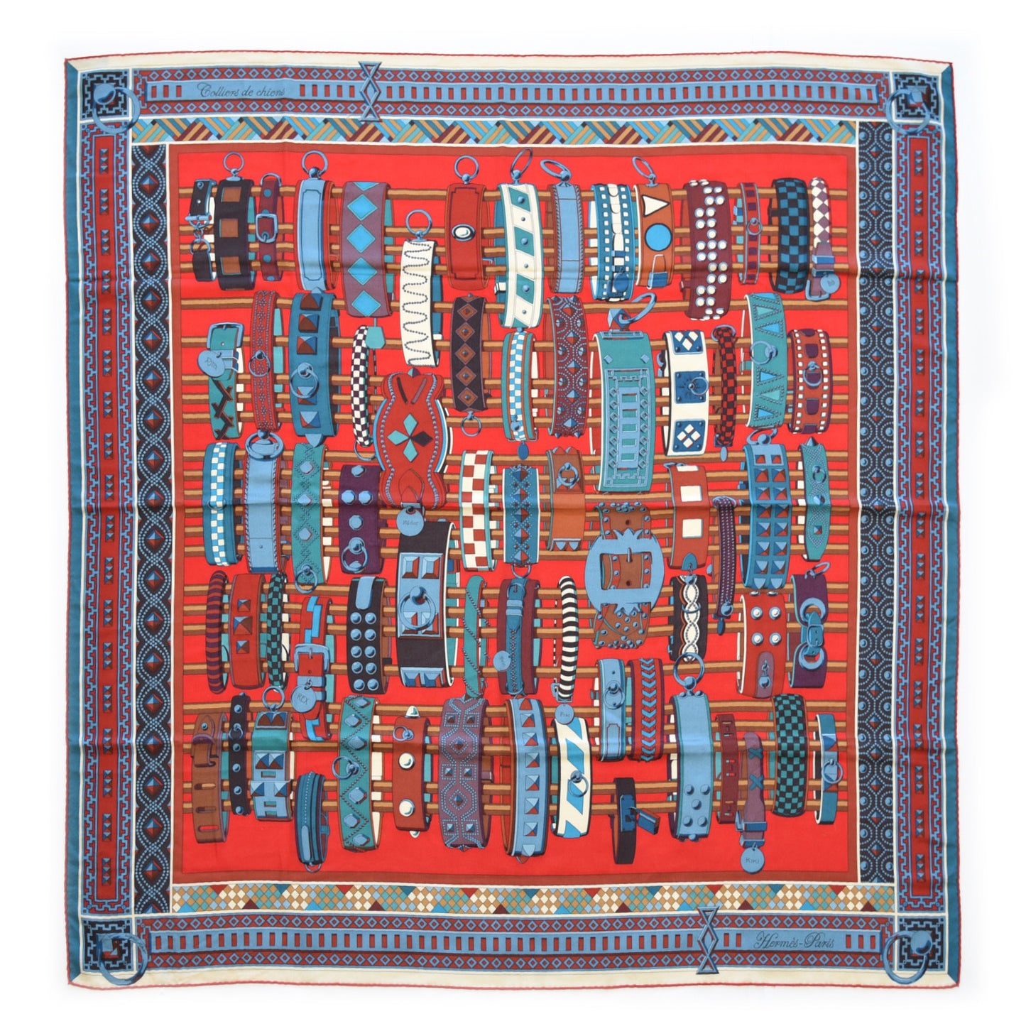Cashmere Silk Colliers de Chiens Shawl 140 Rouge Petrole Canard