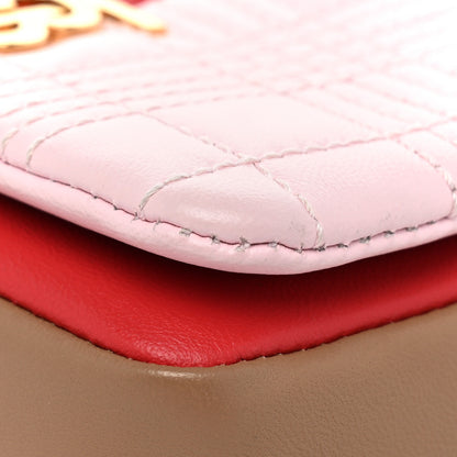 Burberry Lambskin Quilted Micro Tri-Color Lola Bag Red Pink Tan 8 of 9