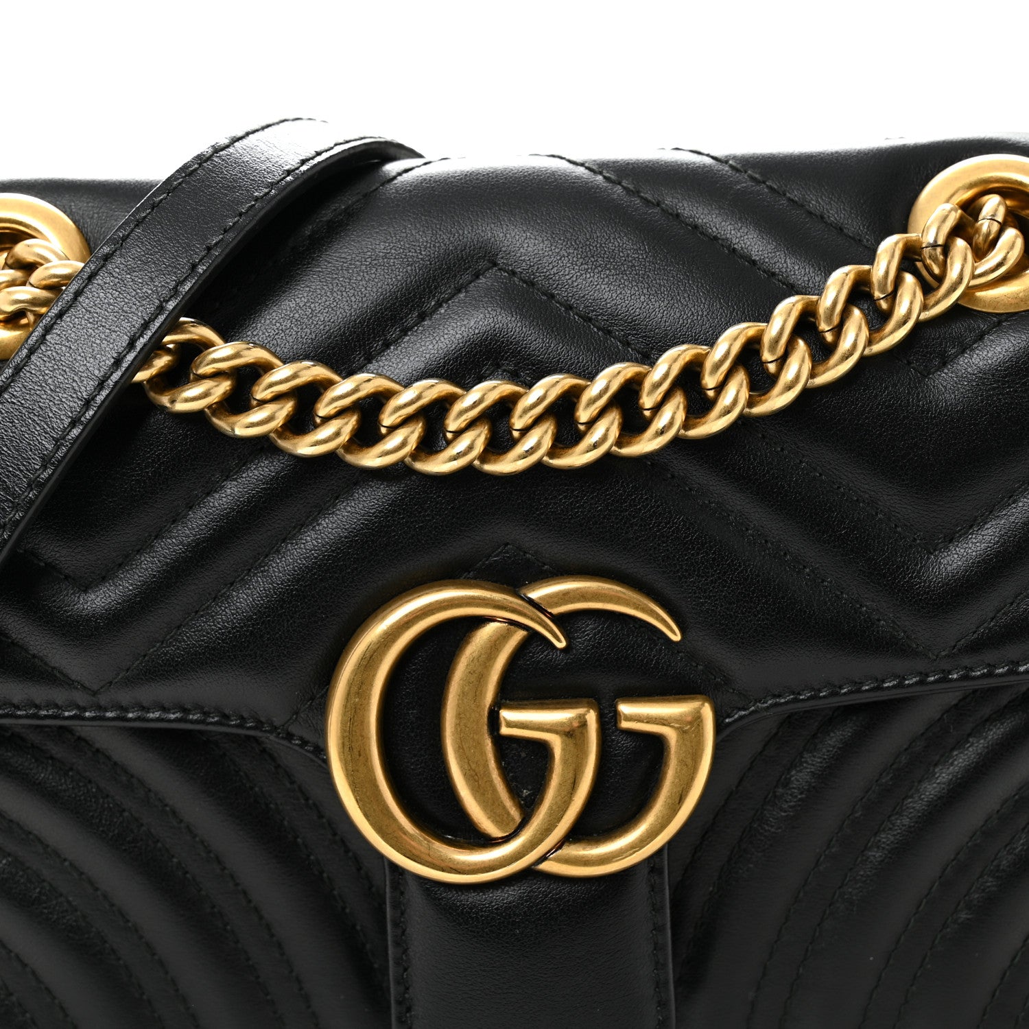 Gucci Calfskin Matelasse Small GG Marmont Shoulder Bag Black 8 of 11