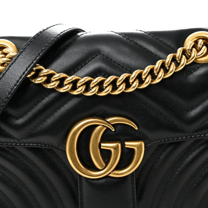 Gucci Calfskin Matelasse Small GG Marmont Shoulder Bag Black 8 of 11