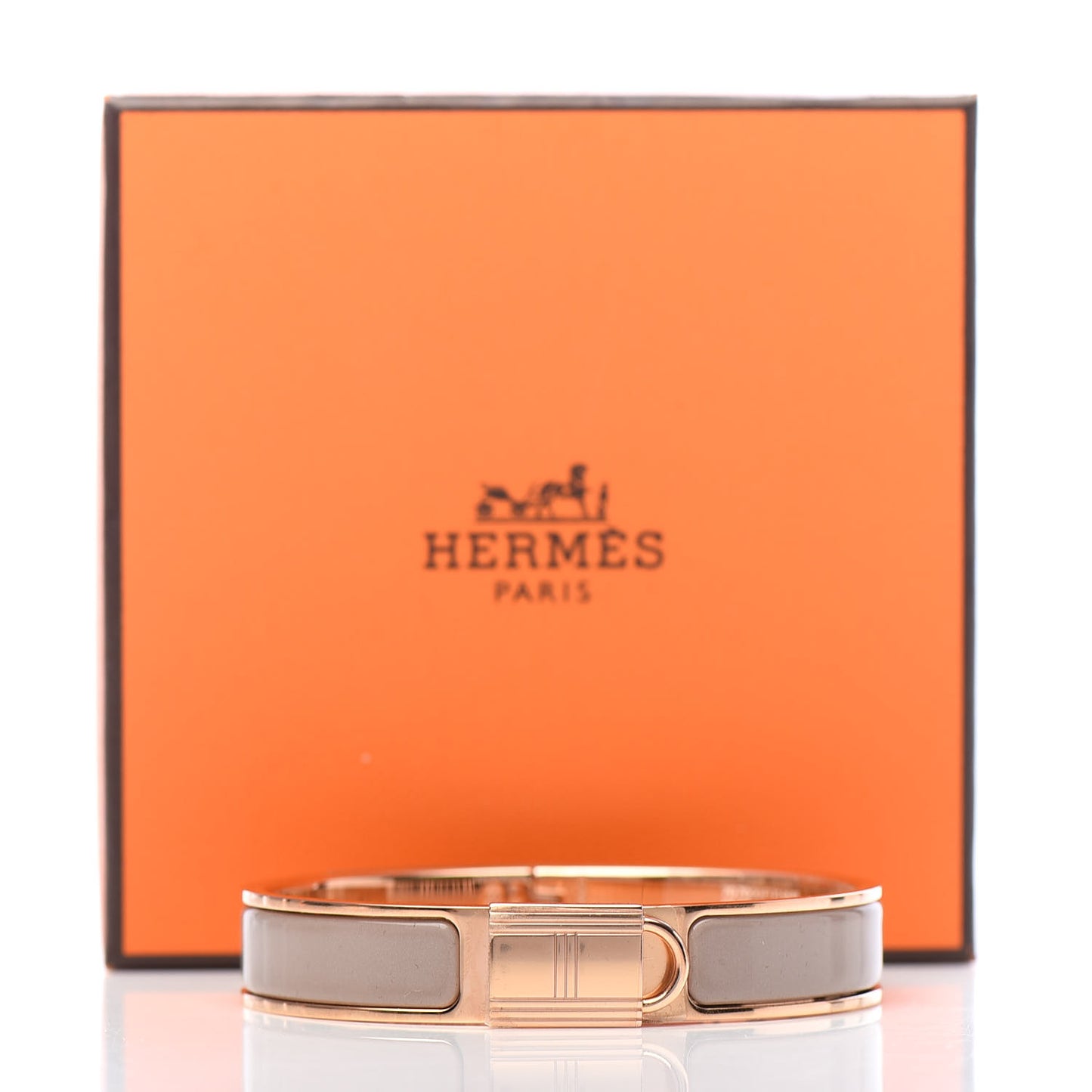 Enamel Narrow Clic Cadenas Bracelet GM Marron Glace