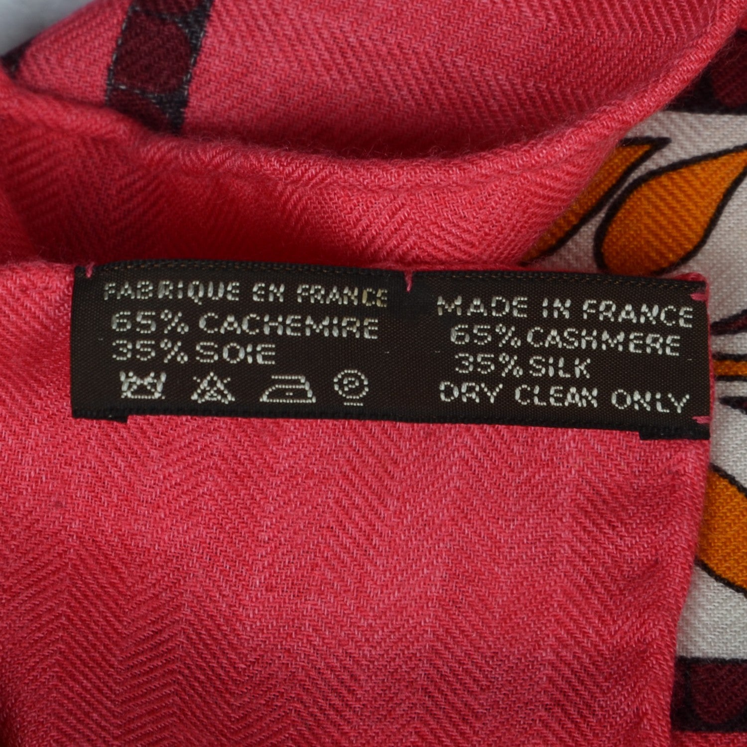 Hermes Cashmere Silk La Danse Du Cheval Marwari Shawl 140 Rose Vif Orange Fuchsia 5 of 5