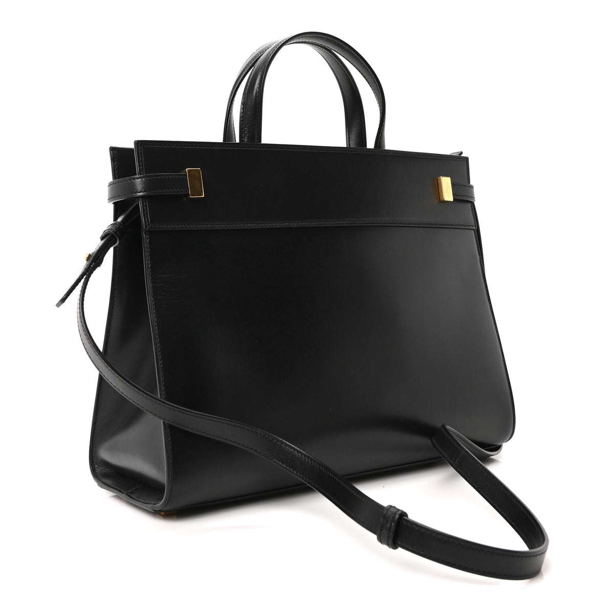 Calfskin Small Manhattan Shopper Tote Black