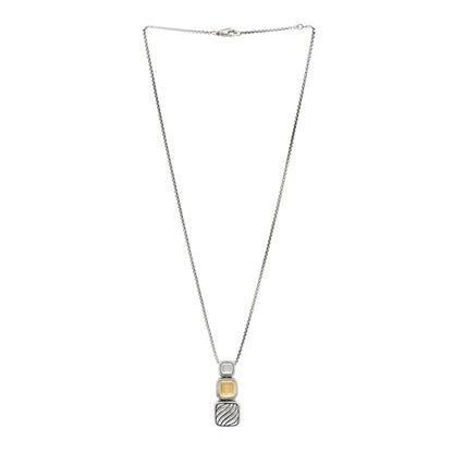 David Yurman Sterling Silver 18K Yellow Gold Chiclet Triple Drop Necklace 3 of 4
