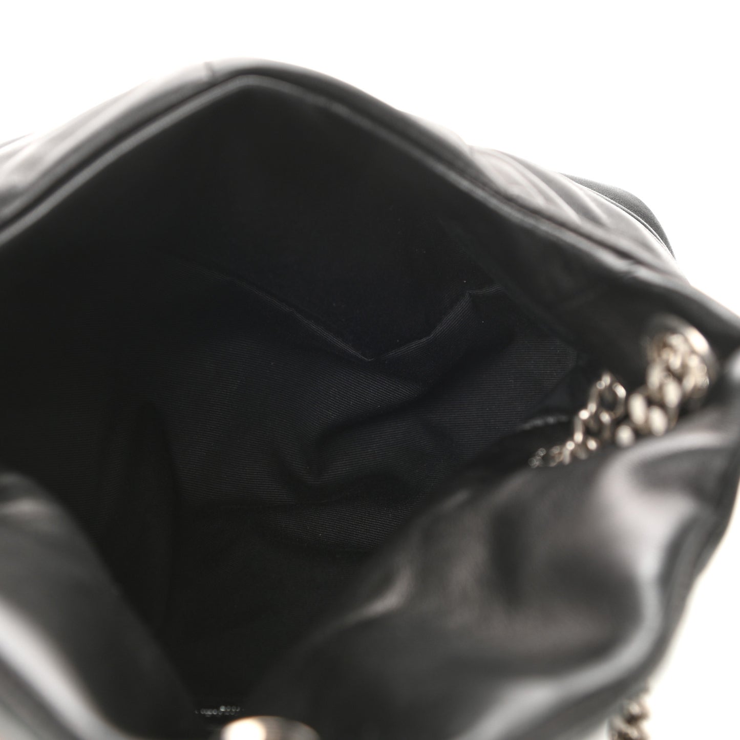 Lambskin Quilted Small Loulou Puffer Monogram Chain Satchel Black