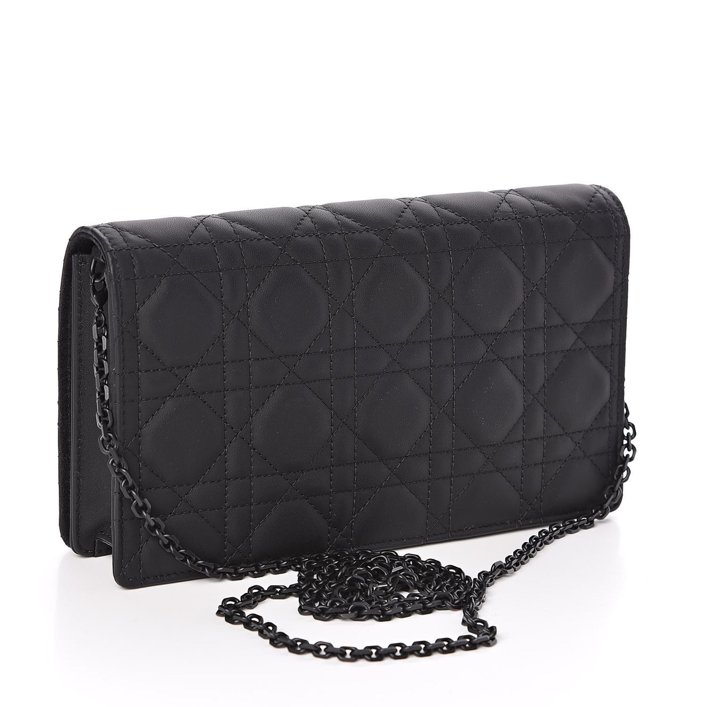 Ultra Matte Calfskin Cannage Lady Dior Clutch Black