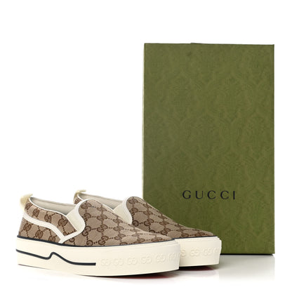 Gucci GG Monogram Womens 1977 Tennis Slip On 30mm Sneakers 38 Beige Ebony Mystic White 8 of 8