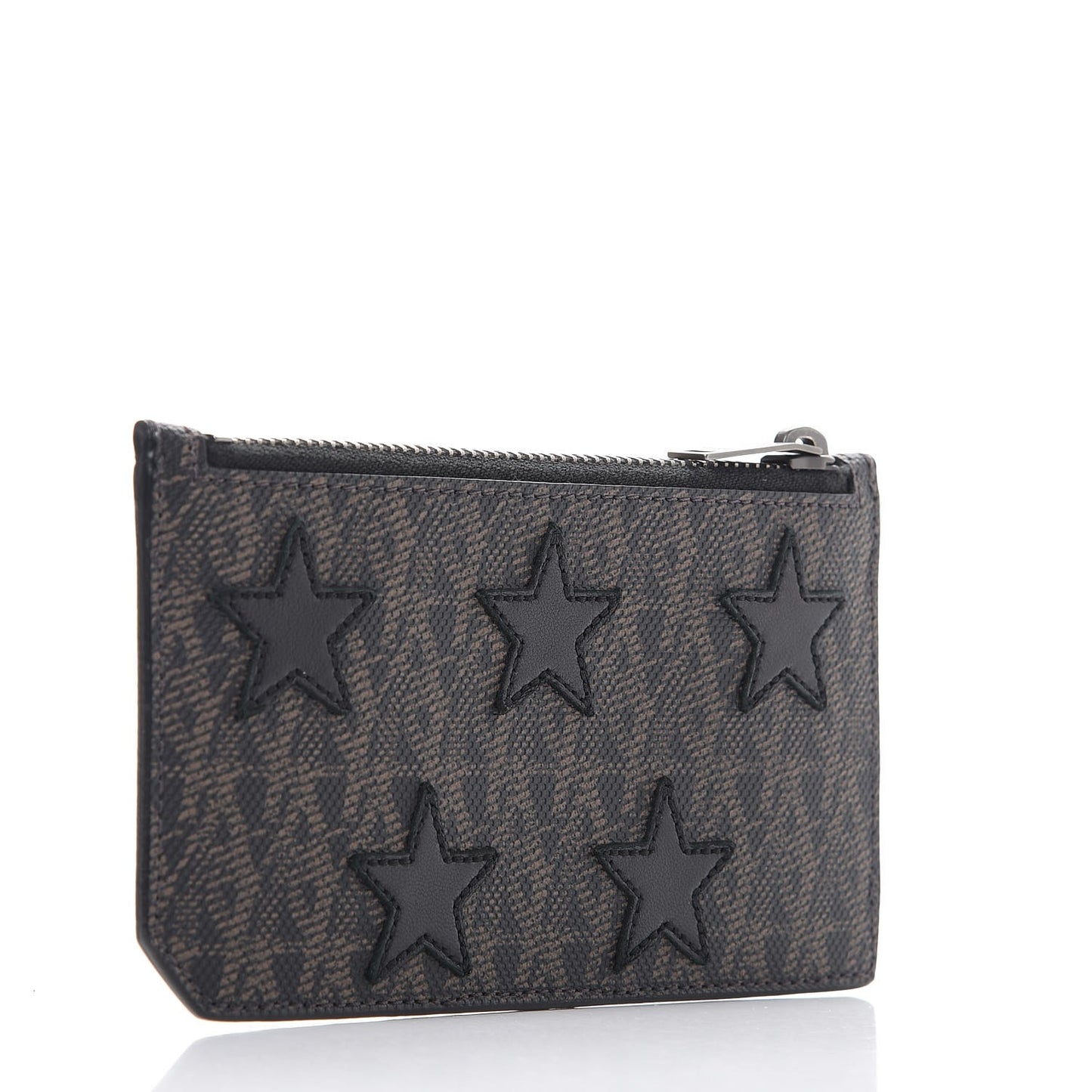 Classic Toile Monogram Stars 5 Fragments Zip Pouch Card Holder Black