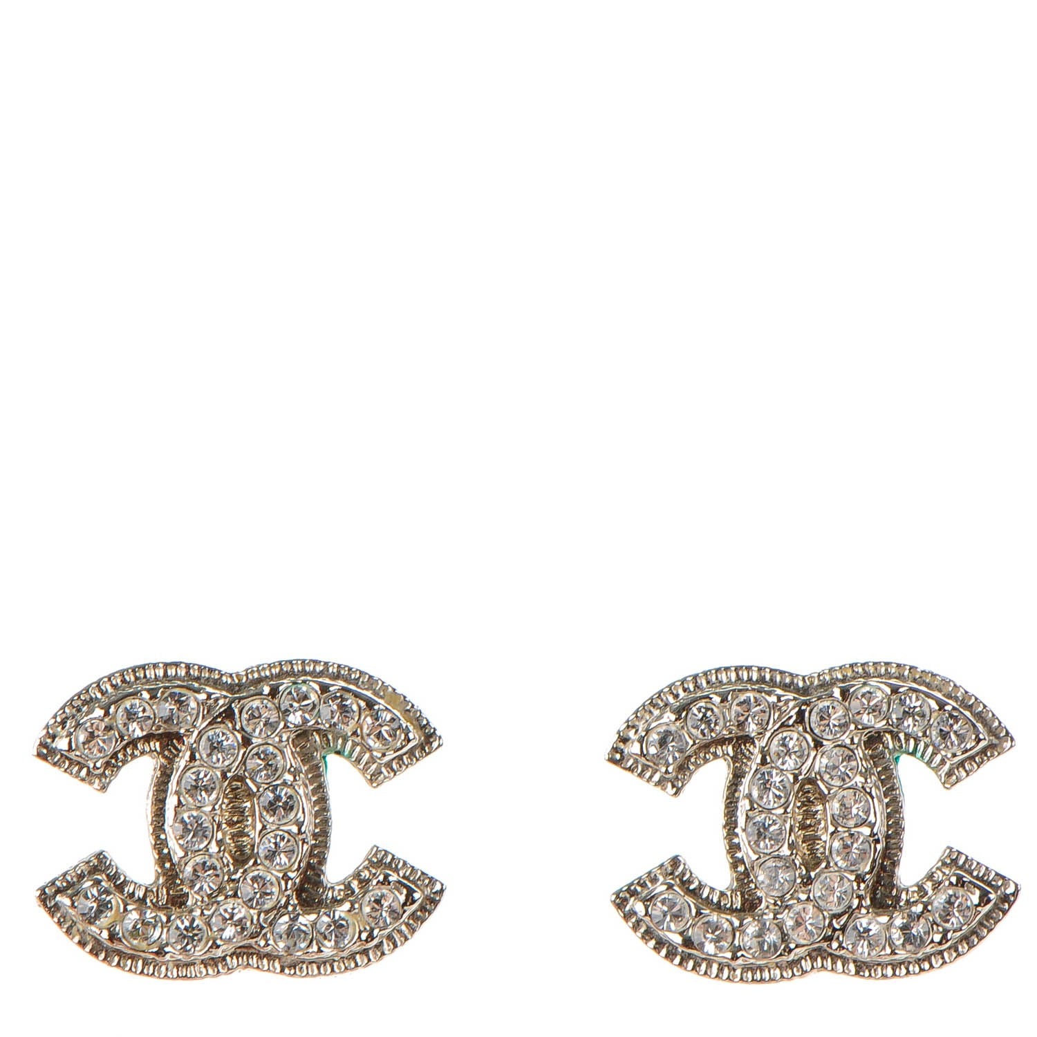 Chanel Crystal CC Earrings Silver 1 of 7
