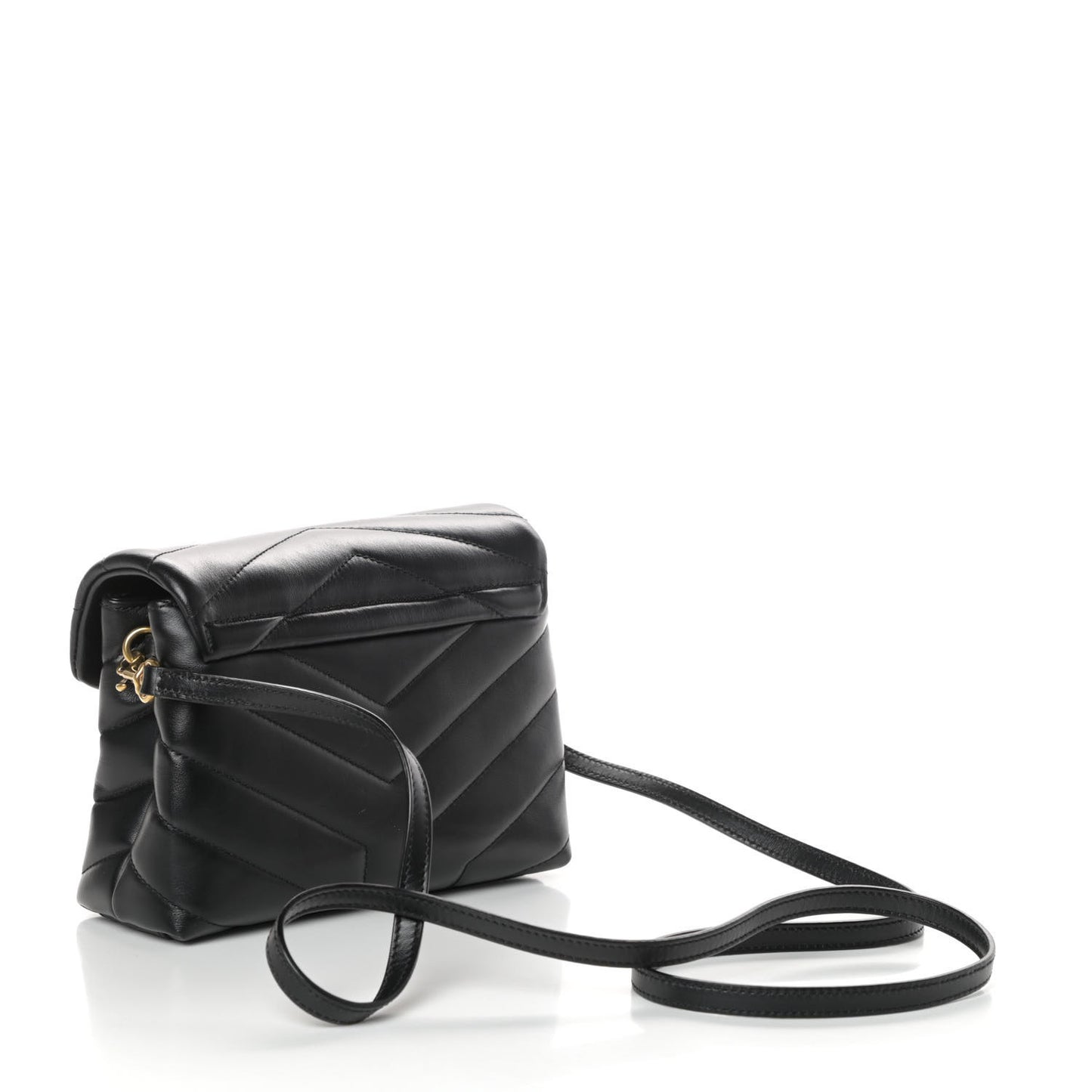 Calfskin Y Quilted Monogram Toy Loulou Crossbody Bag Black