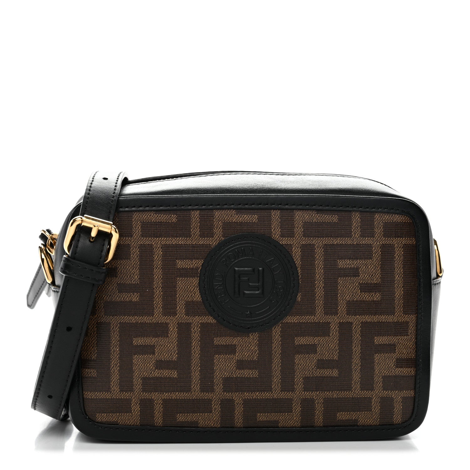 FENDI名刺入れCC CASE VIT.SOFT STAMPA FF 1974 Fendi Glazed Fabric Vitello Century FF 1974 Stamp Patch Mini