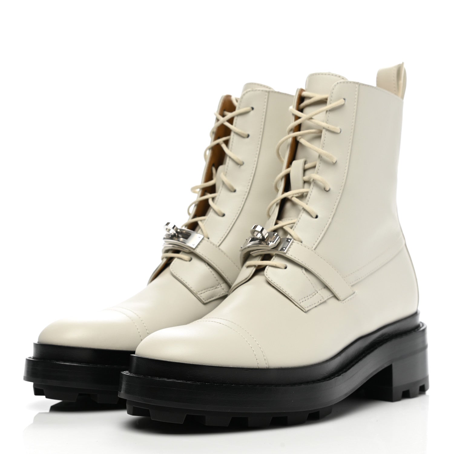 Hermes Glossed Calfskin Funk Ankle Boots 37 Beige Glaise 3 of 9