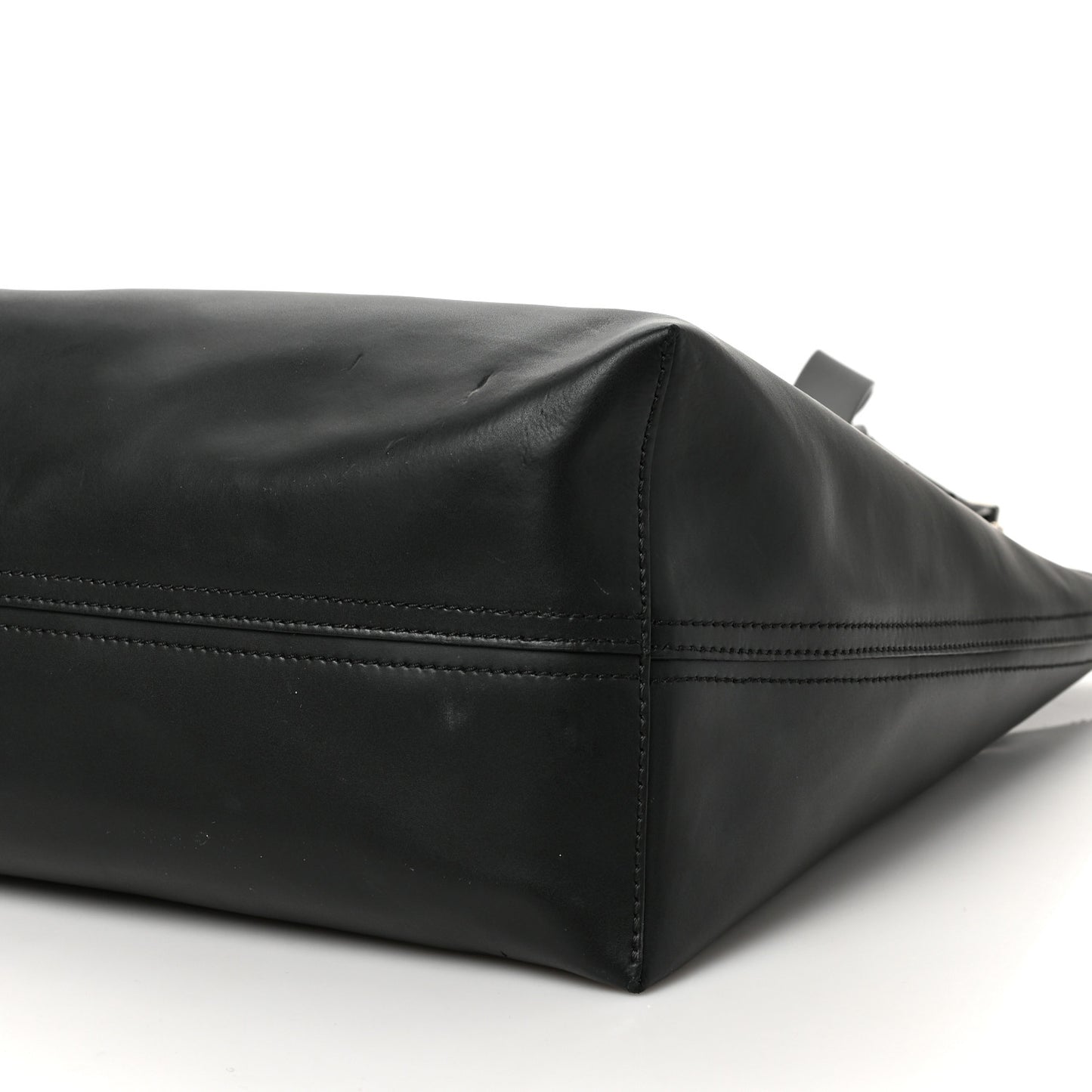 Calfskin VLNT Print Rockstud Top Handle Messenger Tote Black