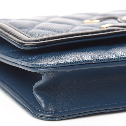 Chanel Caviar Quilted CC Filigree Wallet On Chain WOC Navy 9 of 12