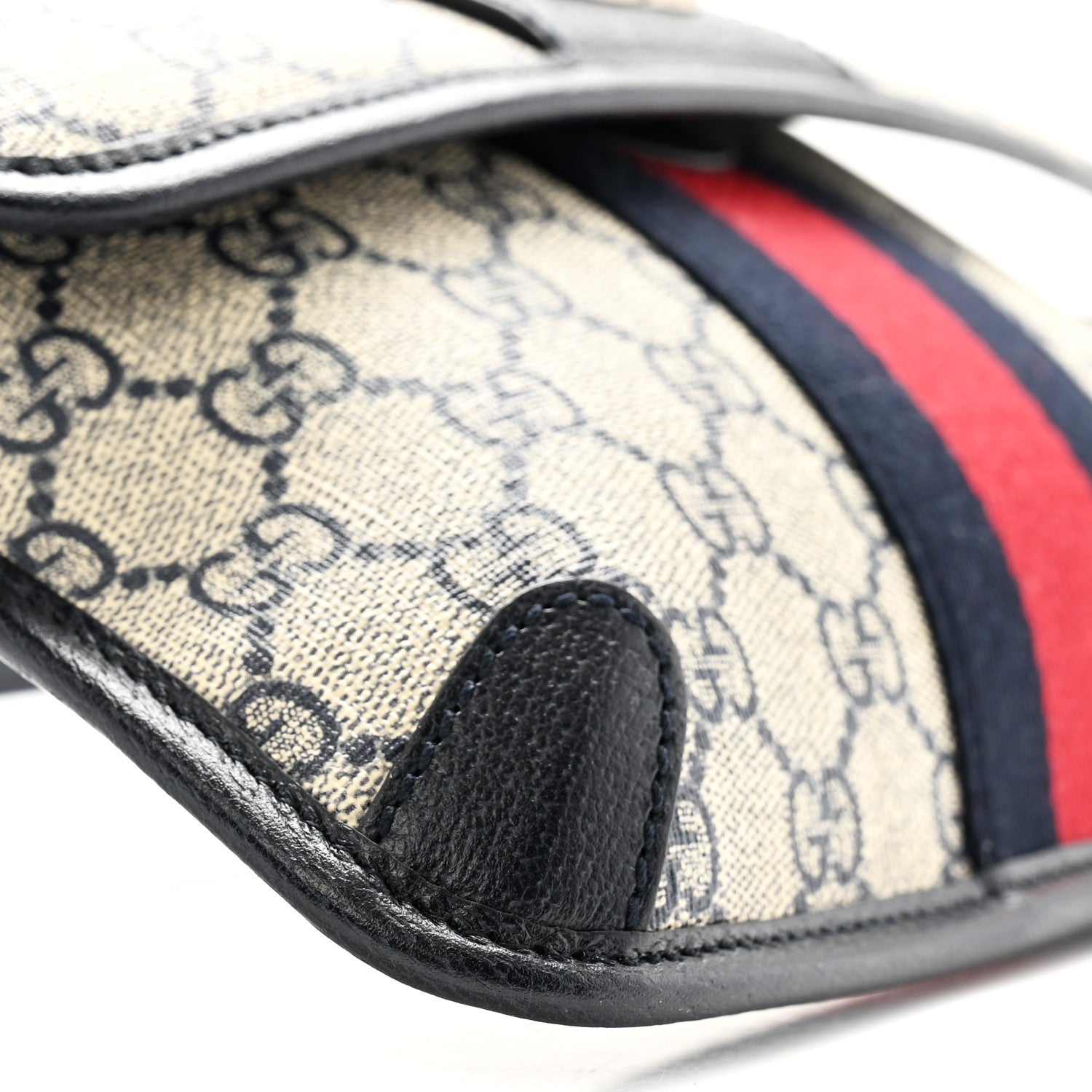 Gucci GG Supreme Monogram Web Small Ophidia Belt Bag 90 36 Beige Navy 9 of 10
