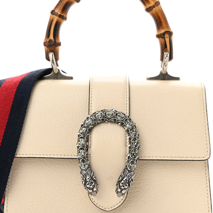Gucci Textured Calfskin Crystal Bamboo Web Mini Dionysus Top Handle Bag Mystic White 8 of 10