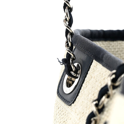 Chanel Woven Straw Raffia Small Deauville Tote White Navy 11 of 11