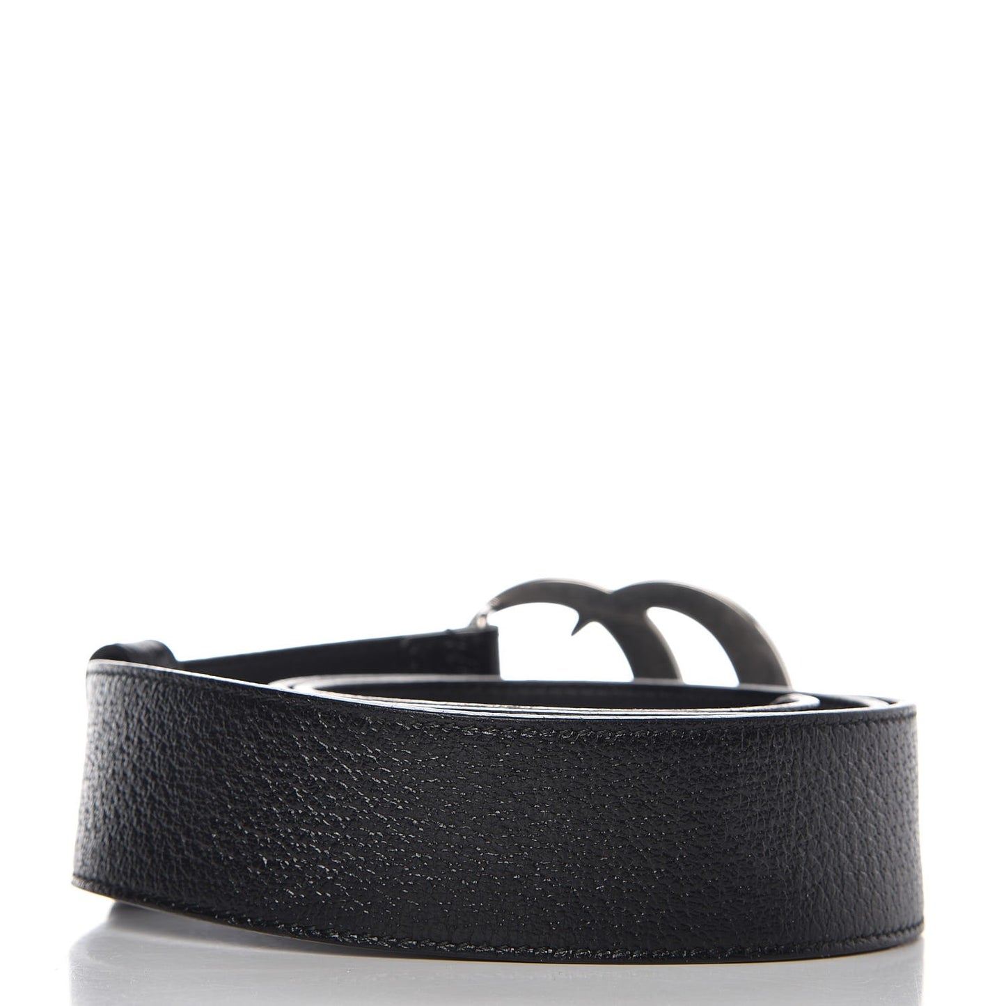 Textured Dollar Calfskin Nickel Double G 40mm Belt 85 34 Black