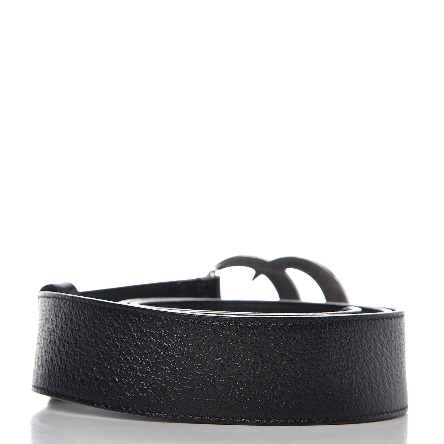 Gucci Textured Dollar Calfskin Nickel Double G 40mm Belt 85 34 Black 3 of 7