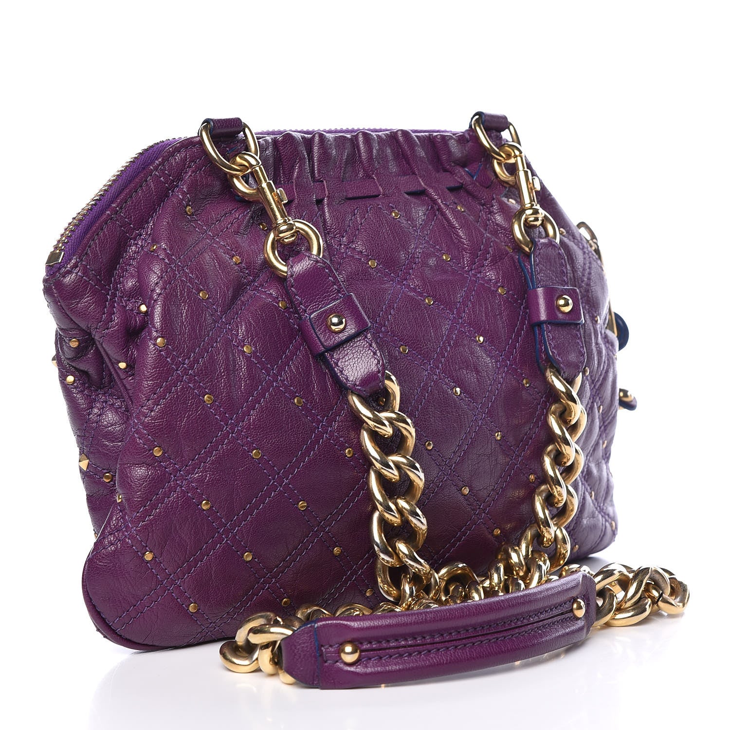 Marc Jacobs Calfskin Quilted Stardust Shoulder Bag Purple 3 of 18