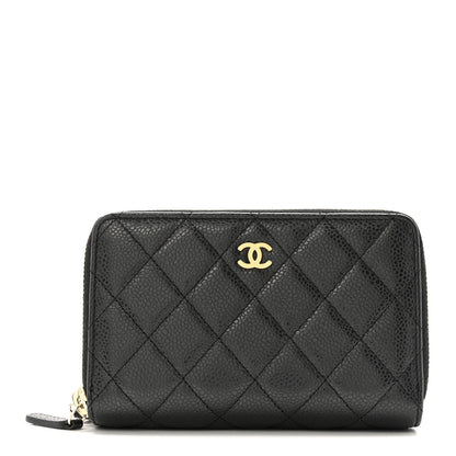 Chanel Caviar Quilted Large Gusset Double Zip Around Wallet Black 1 of 13