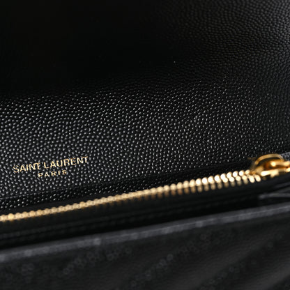 Saint Laurent Grain De Poudre Matelasse Chevron Monogram Flap Wallet Black 8 of 8