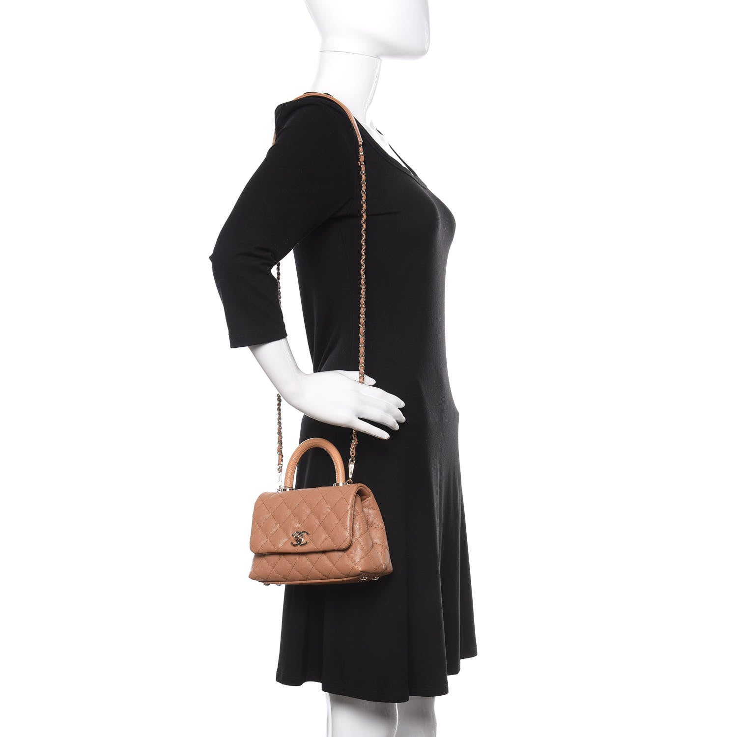 Chanel Caviar Lizard Embossed Quilted Extra Mini Coco Handle Flap Brown 2 of 10