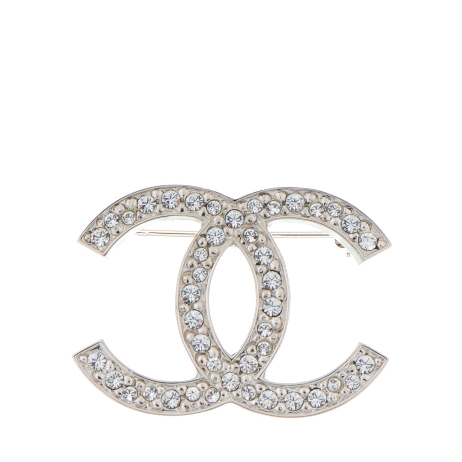Chanel Crystal CC Brooch Silver 1 of 4