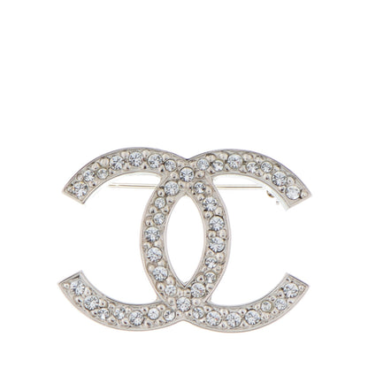 Chanel Crystal CC Brooch Silver 1 of 4