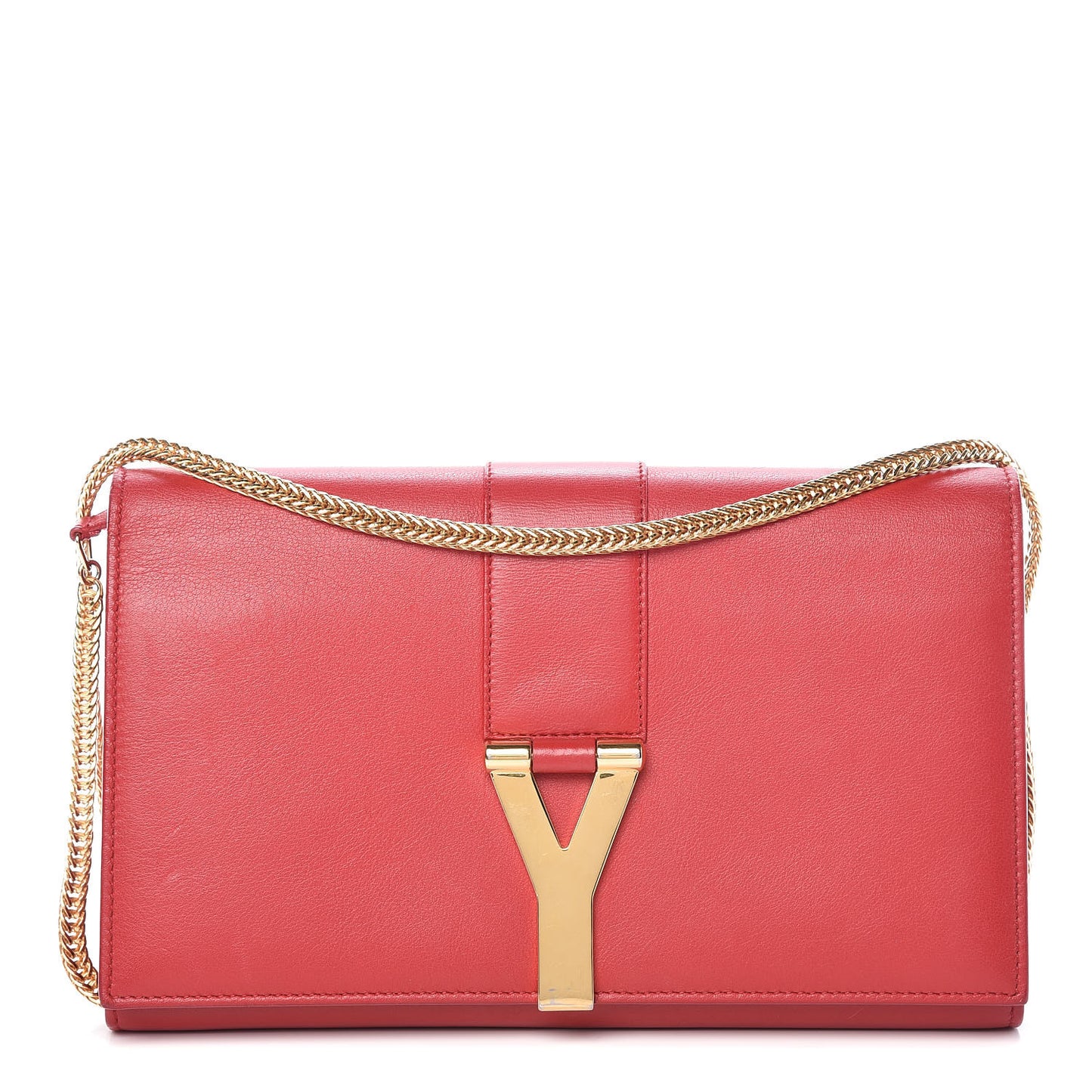 Calfskin Classic Y Ligne Chain Wallet Red