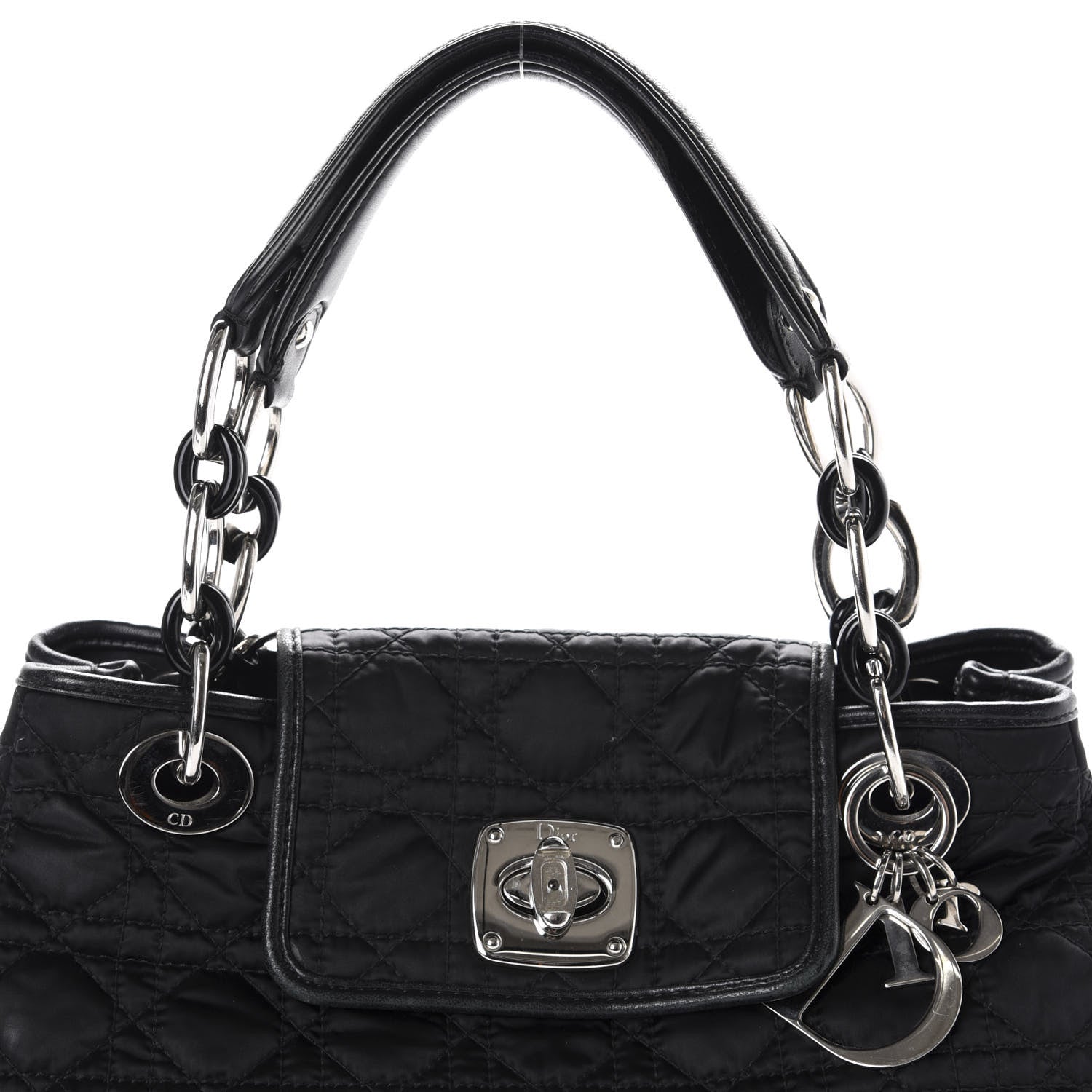 Christian Dior Satin Cannage Charming Lock Flap Shoulder Bag Black 13 of 13