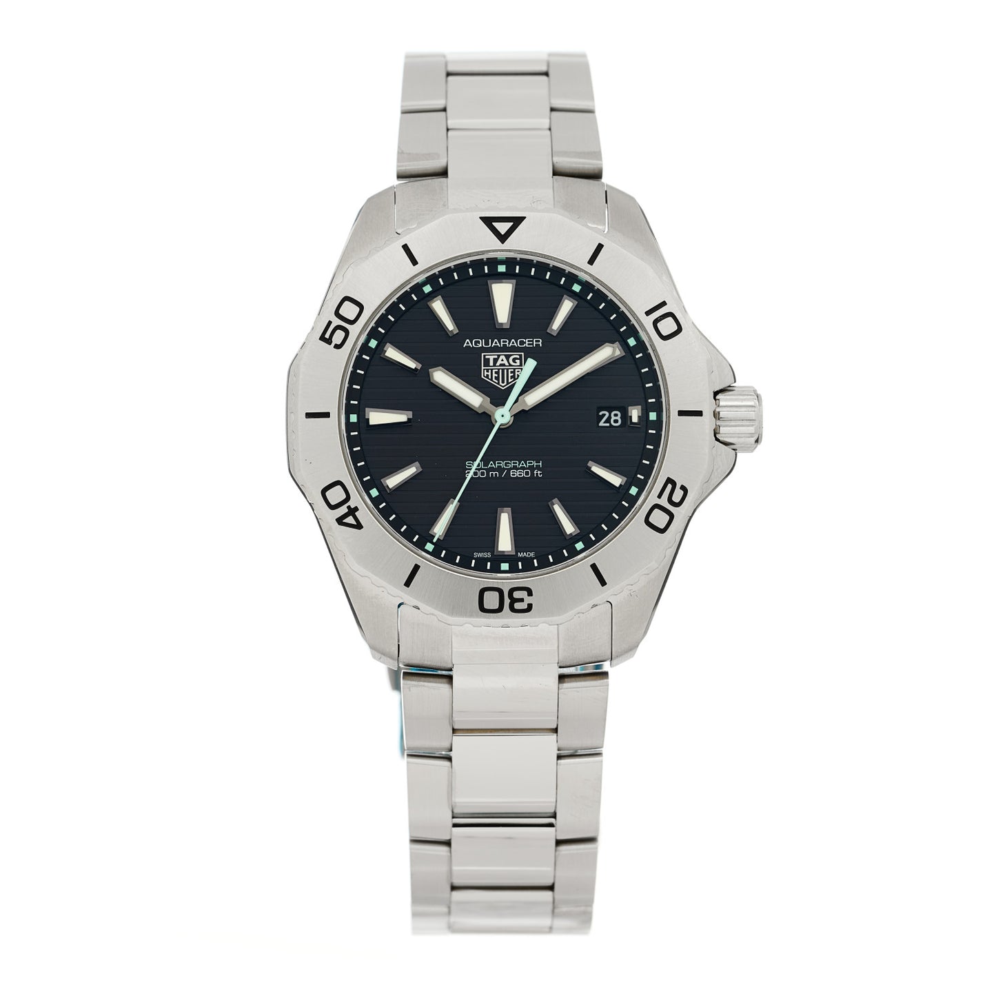 Stainless Steel 40mm Aquaracer Professional 200 Solargraph Quartz Watch Black WBP1114