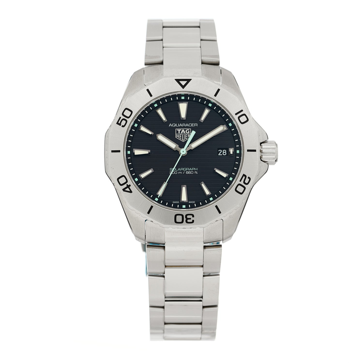 Tag Heuer Stainless Steel 40mm Aquaracer Professional 200 Solargraph Quartz Watch Black WBP1114 1 of 5