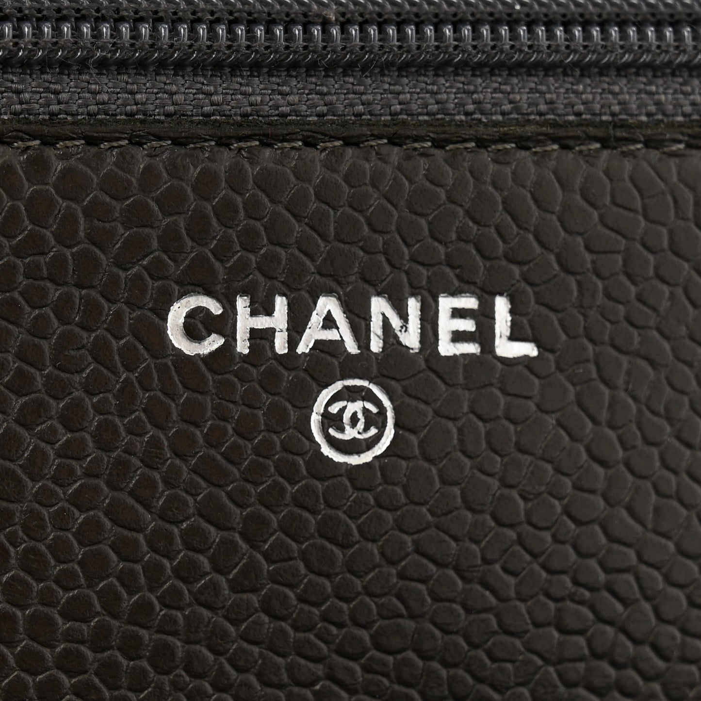 Caviar Quilted Wallet On Chain WOC Dark Grey