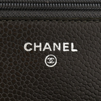 Chanel Caviar Quilted Wallet On Chain WOC Dark Grey 6 of 13