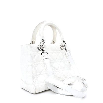 Christian Dior Lambskin Cannage Medium Lady Dior White 3 of 12