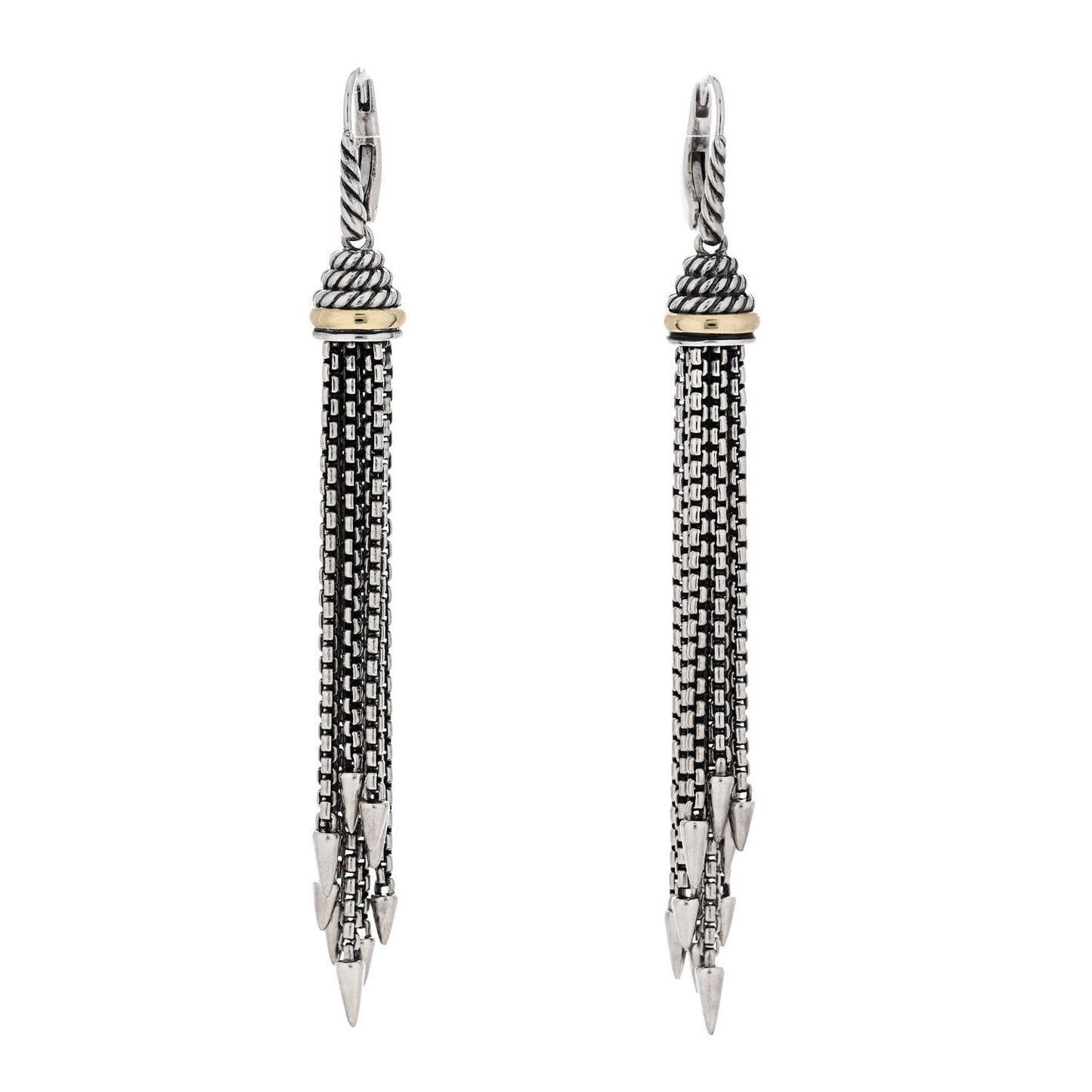 Sterling Silver 14K Yellow Gold Tassel Drop Earrings