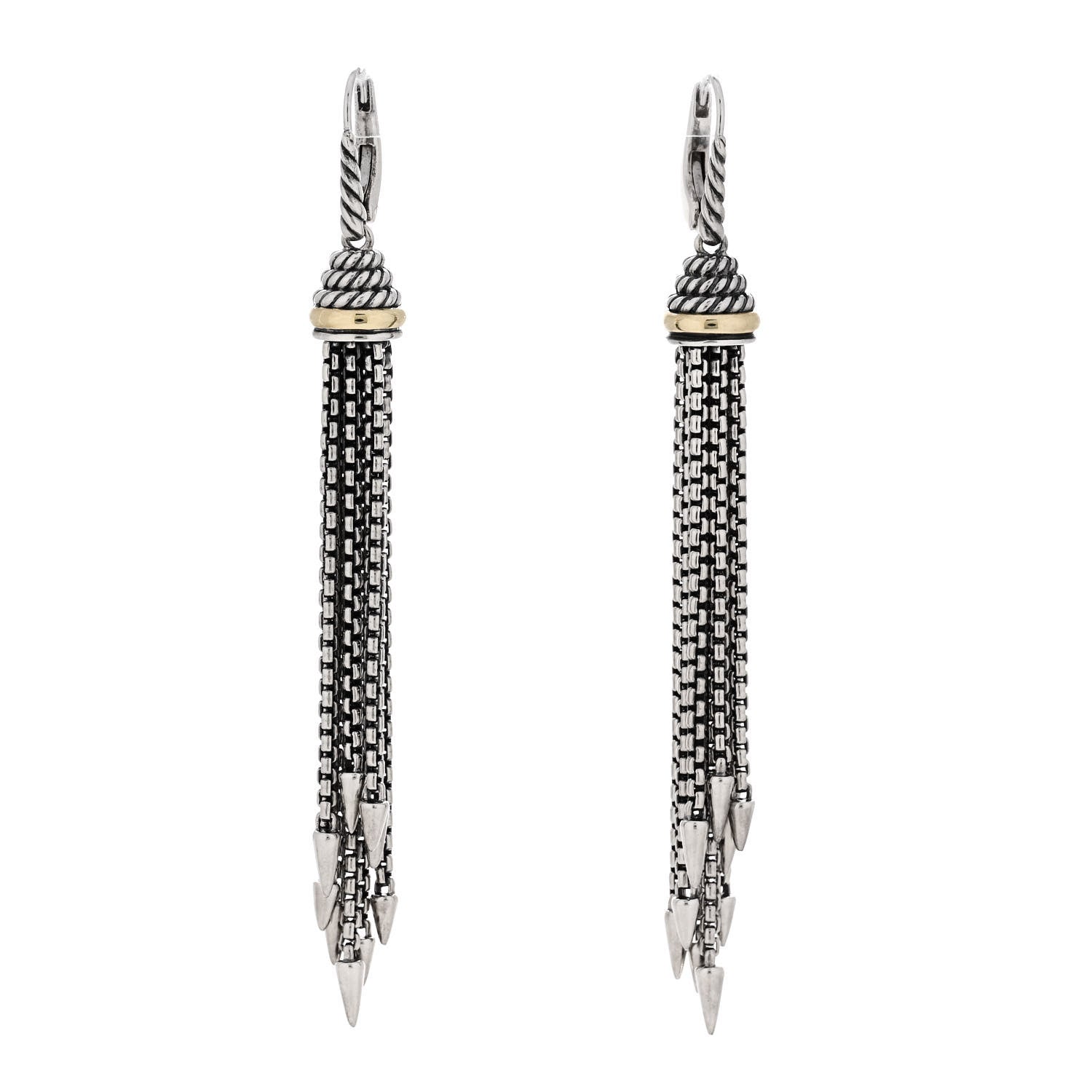 David Yurman Sterling Silver 14K Yellow Gold Tassel Drop Earrings 1 of 4