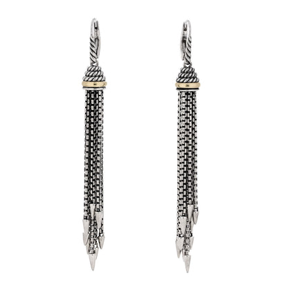 David Yurman Sterling Silver 14K Yellow Gold Tassel Drop Earrings 1 of 4
