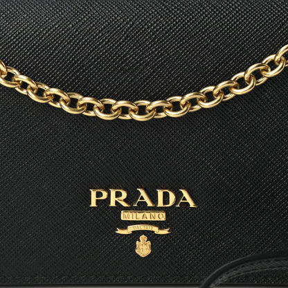 Prada Saffiano Metal Phone Wristlet Crossbody Wallet Black 6 of 9