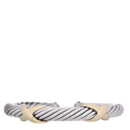 David Yurman Sterling Silver 14K Yellow Gold 7mm Double X Cable Bracelet 1 of 4