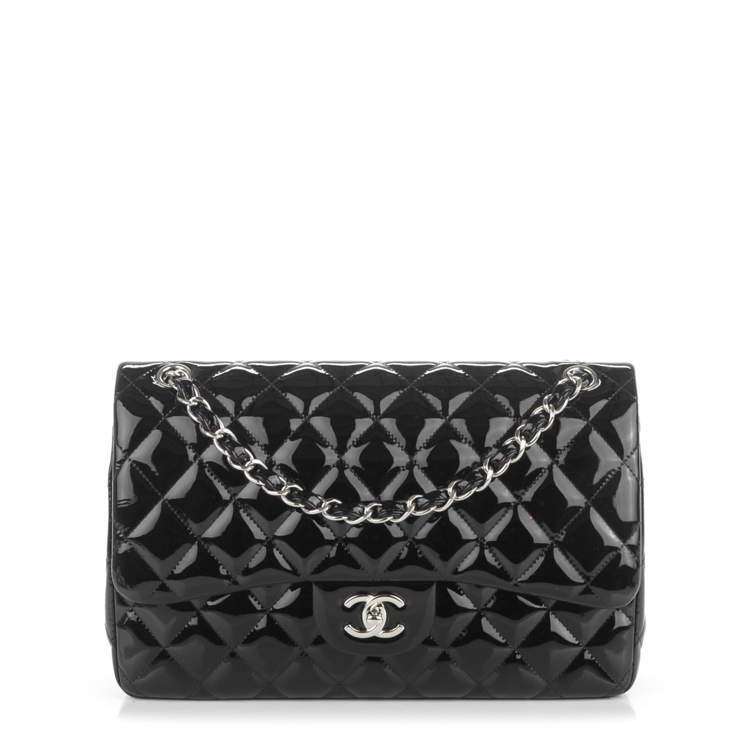 Chanel Patent Quilted Jumbo Double Flap Black 1 of 7