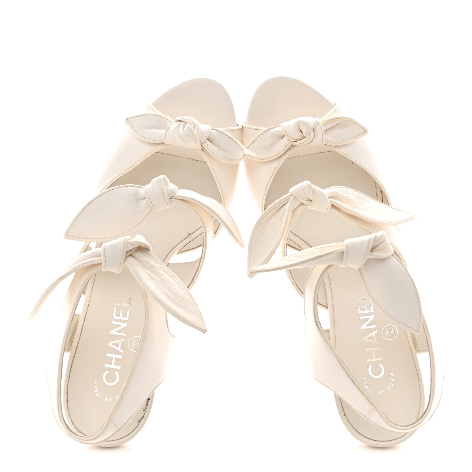 Chanel Lambskin Bow CC Sandal Pumps 38 White 2 of 9