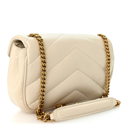 Saint Laurent Lambskin Chevron Quilted Mini LouLou  Crema Soft 3 of 13