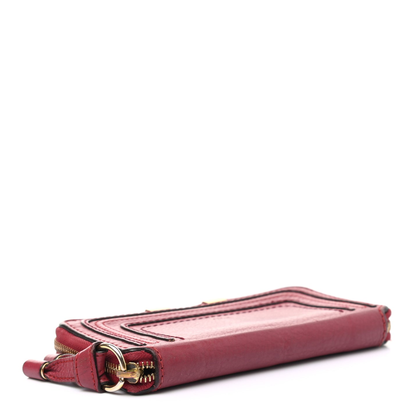 Grained Calfskin Marcie Long Zip Around Wallet Red