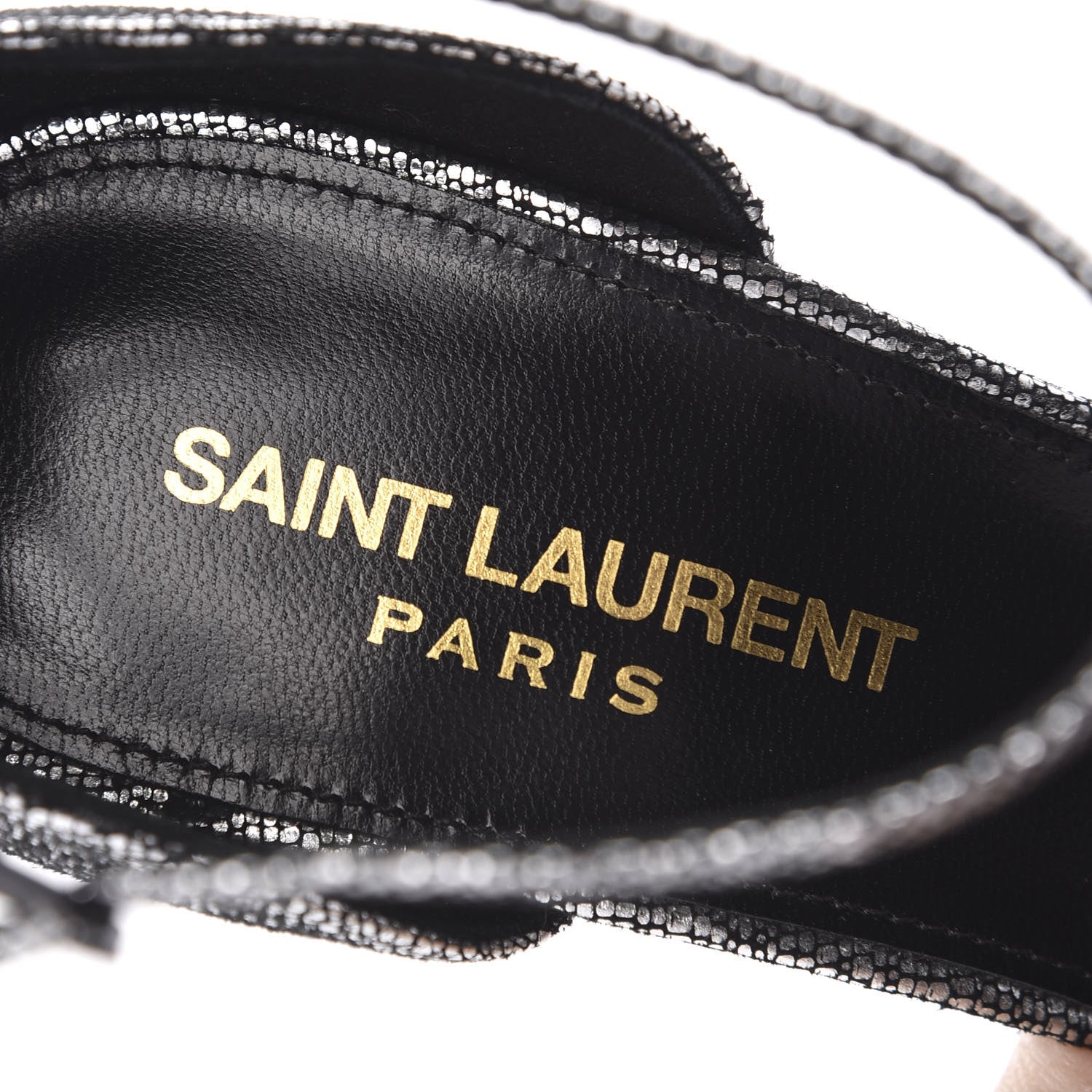 Saint Laurent Metallic Calfskin Opyum 110 Sandals 37.5 Argento 6 of 9